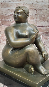 Fernando Botero Seated Woman Bronze on Marble Base