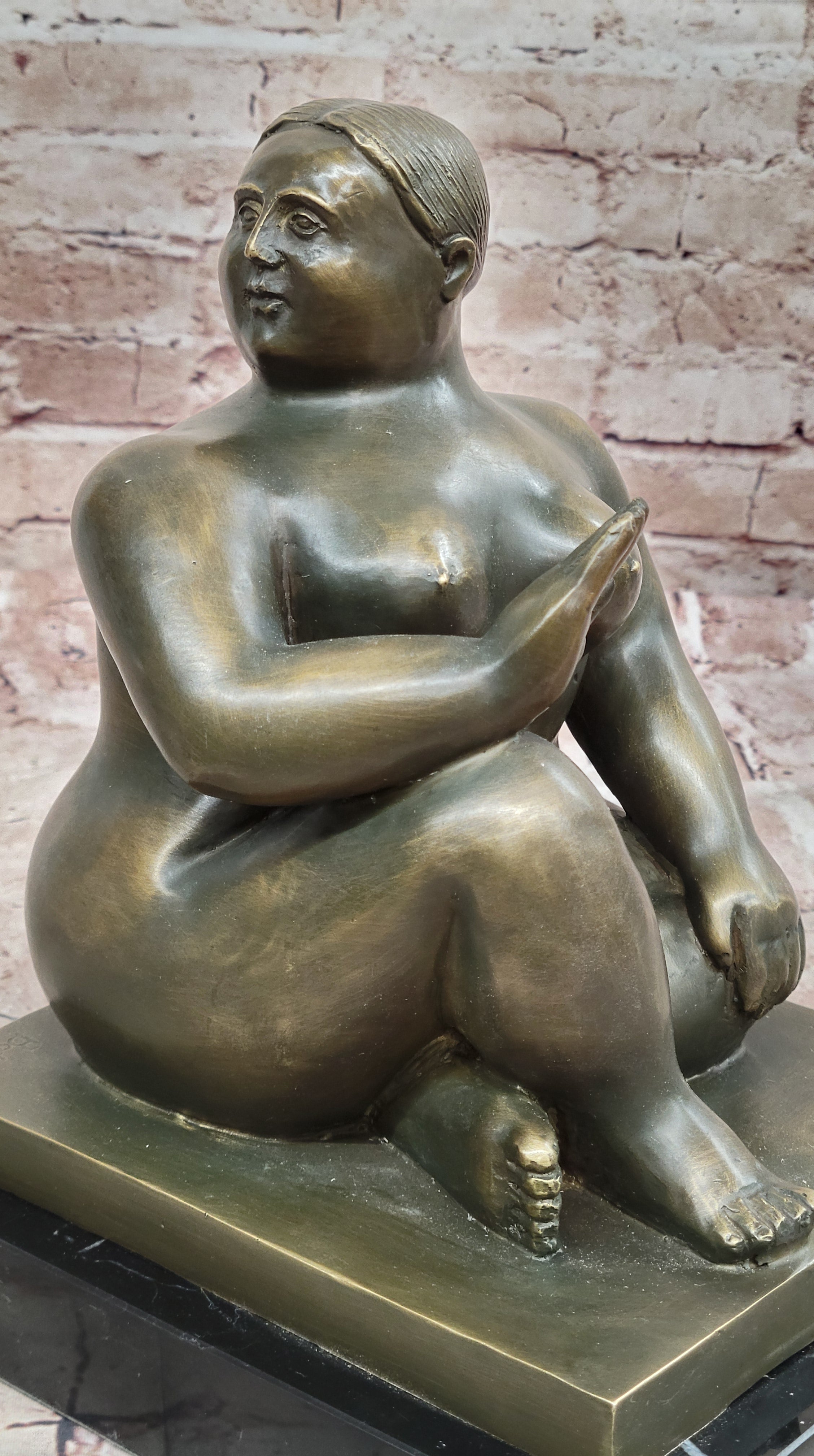 Fernando Botero Seated Woman Bronze on Marble Base