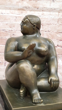 Fernando Botero Seated Woman Bronze on Marble Base