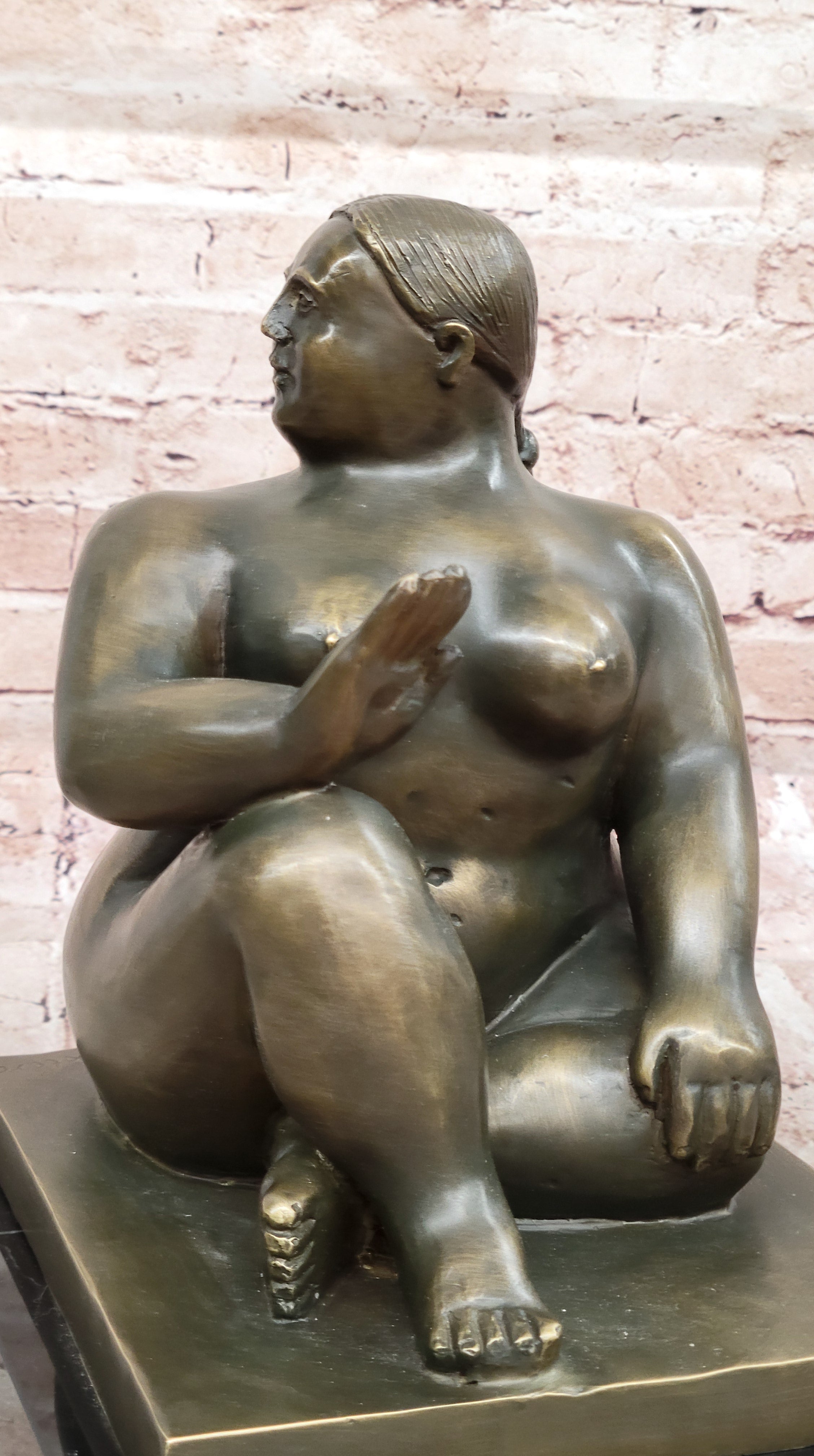 Fernando Botero Seated Woman Bronze on Marble Base