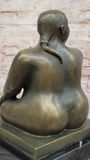 Fernando Botero Seated Woman Bronze on Marble Base