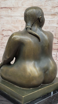 Fernando Botero Seated Woman Bronze on Marble Base