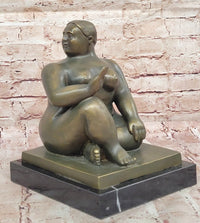 Fernando Botero Seated Woman Bronze on Marble Base