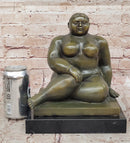 Voluptuous Seated Nude Bronze Sculpture – Botero Style Art