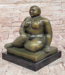 Voluptuous Seated Nude Bronze Sculpture – Botero Style Art