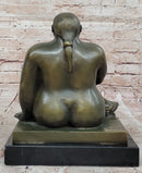 Voluptuous Seated Nude Bronze Sculpture – Botero Style Art
