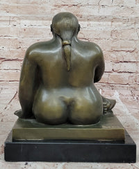 Voluptuous Seated Nude Bronze Sculpture – Botero Style Art