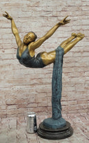 Bronze Ballerina Sculpture - Gold and Blue Patina Dancer