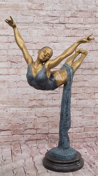 Bronze Ballerina Sculpture - Gold and Blue Patina Dancer