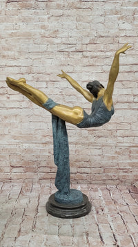 Bronze Ballerina Sculpture - Gold and Blue Patina Dancer