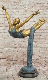 Bronze Ballerina Sculpture - Gold and Blue Patina Dancer