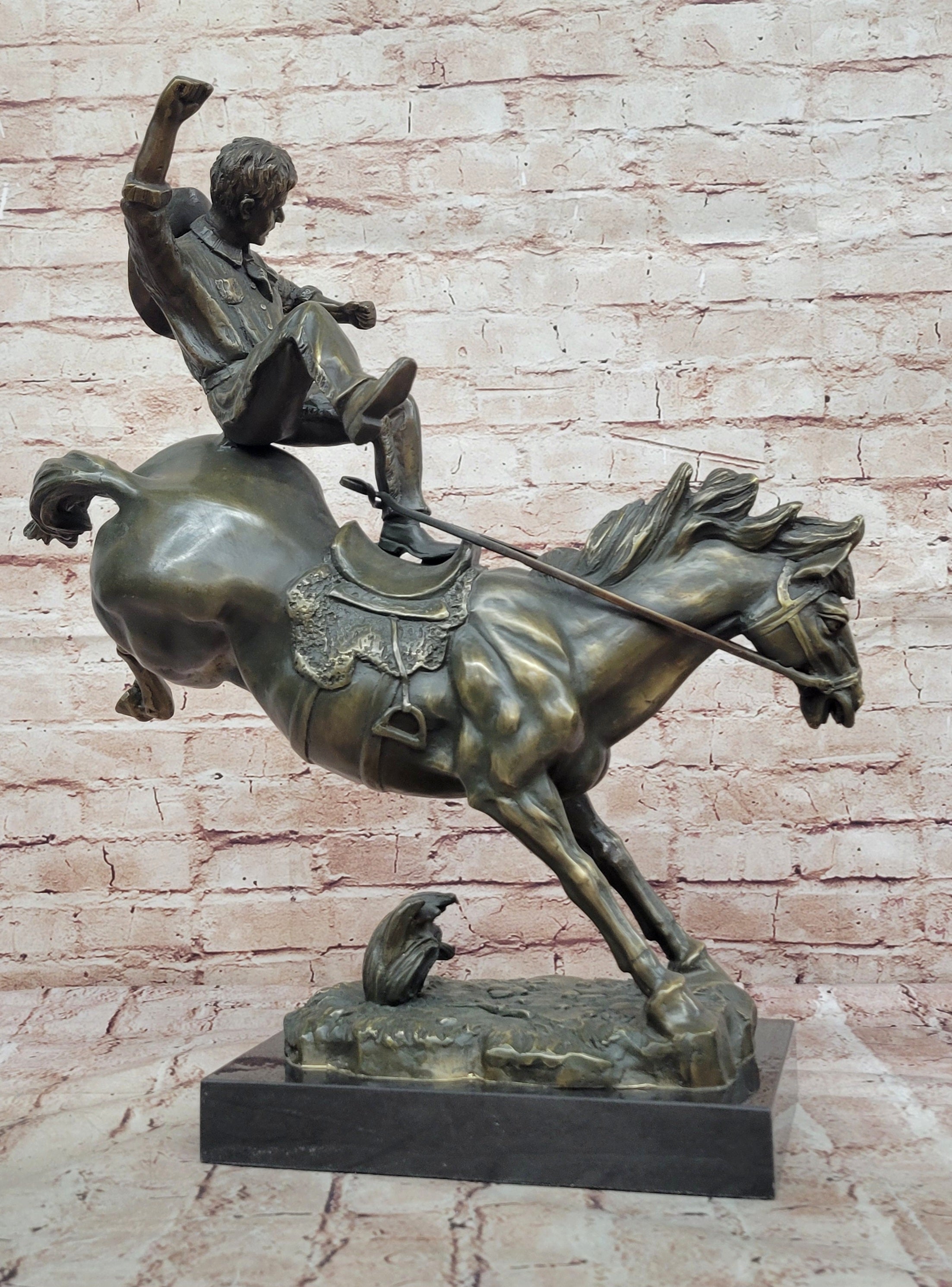 Bucking Bronco Cowboy Sculpture – Bronze Horse Art