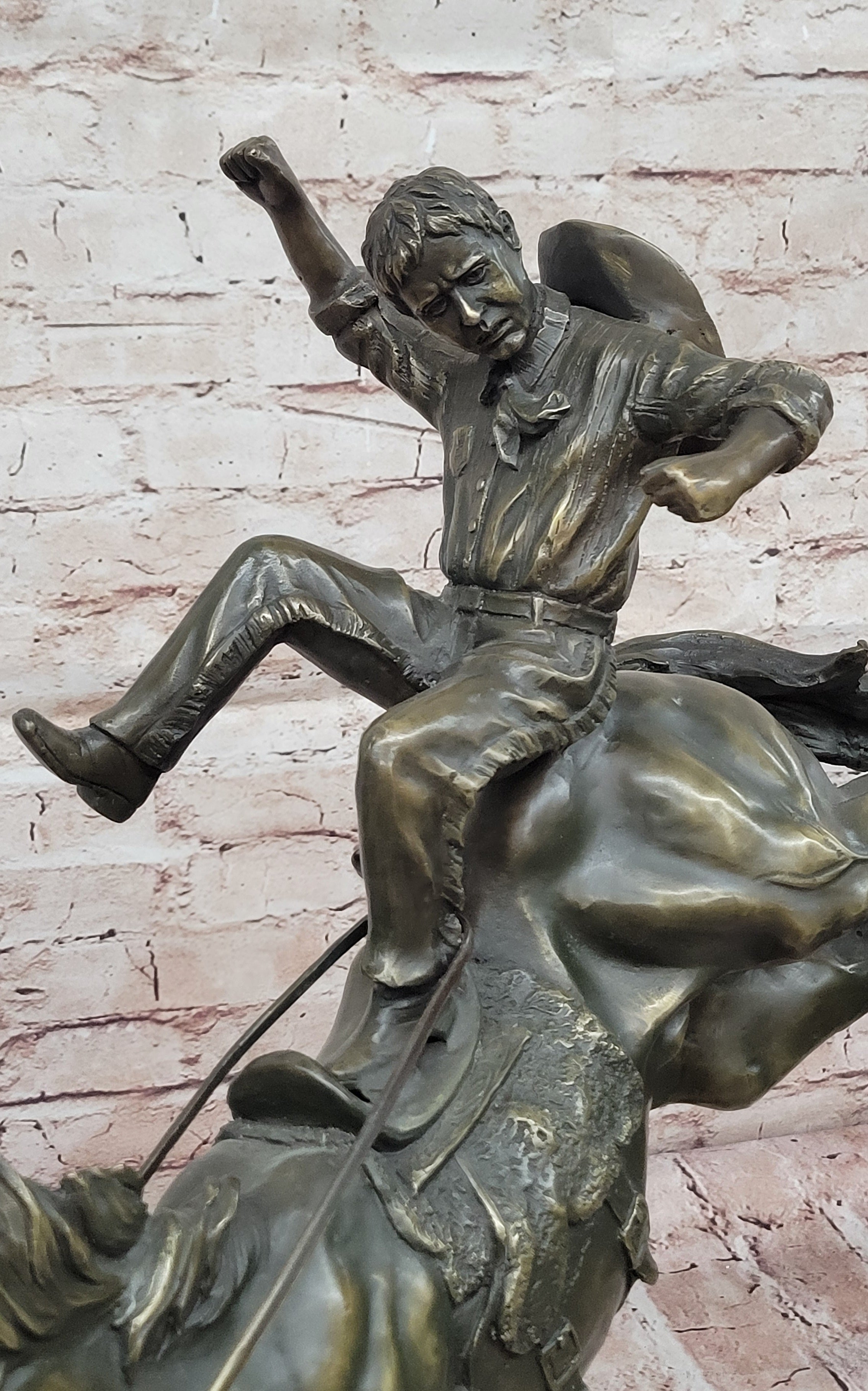 Bucking Bronco Cowboy Sculpture – Bronze Horse Art