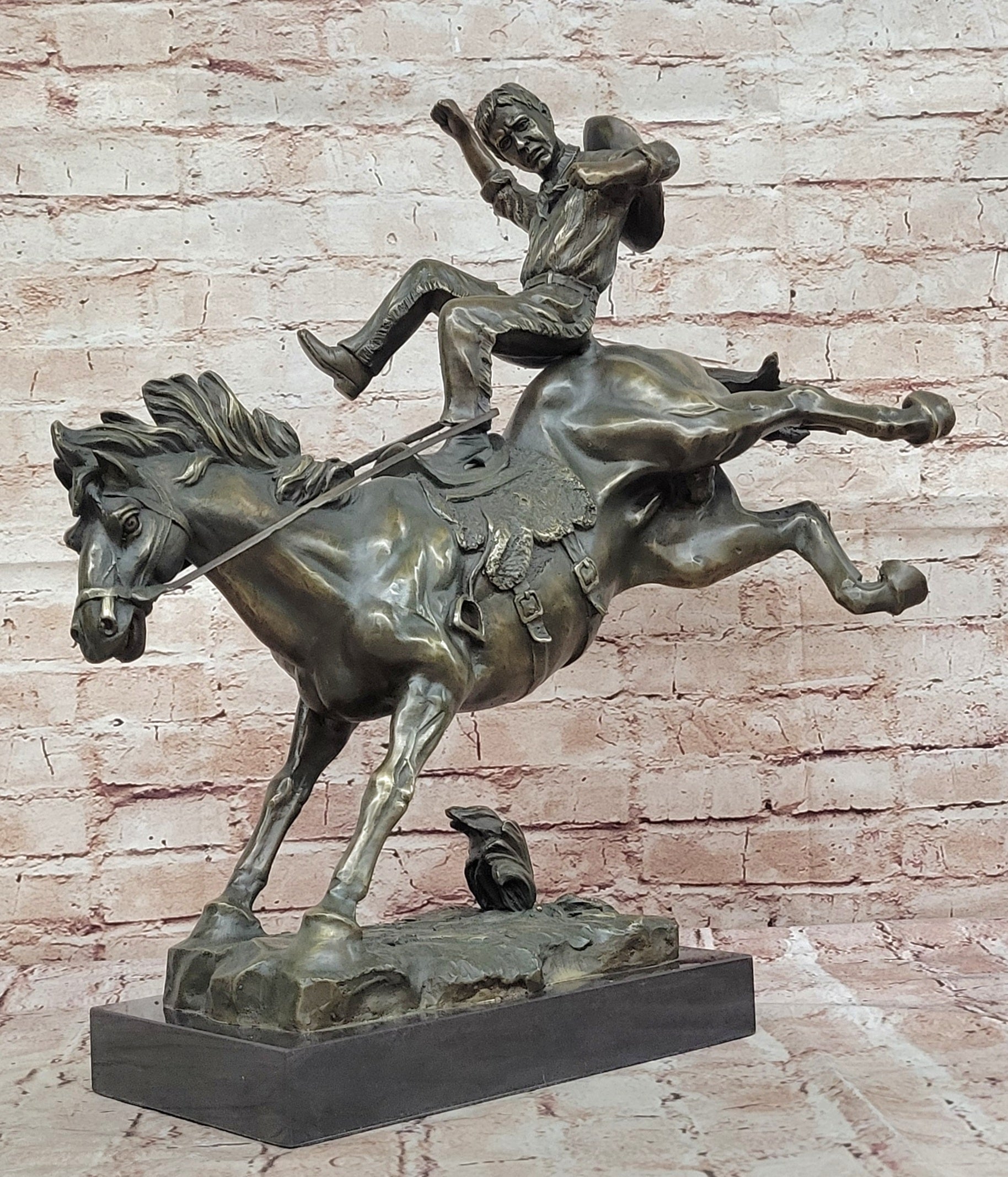 Bucking Bronco Cowboy Sculpture – Bronze Horse Art