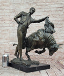 Bronze Matador and Bull Sculpture on Marble Base
