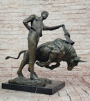 Bronze Matador and Bull Sculpture on Marble Base