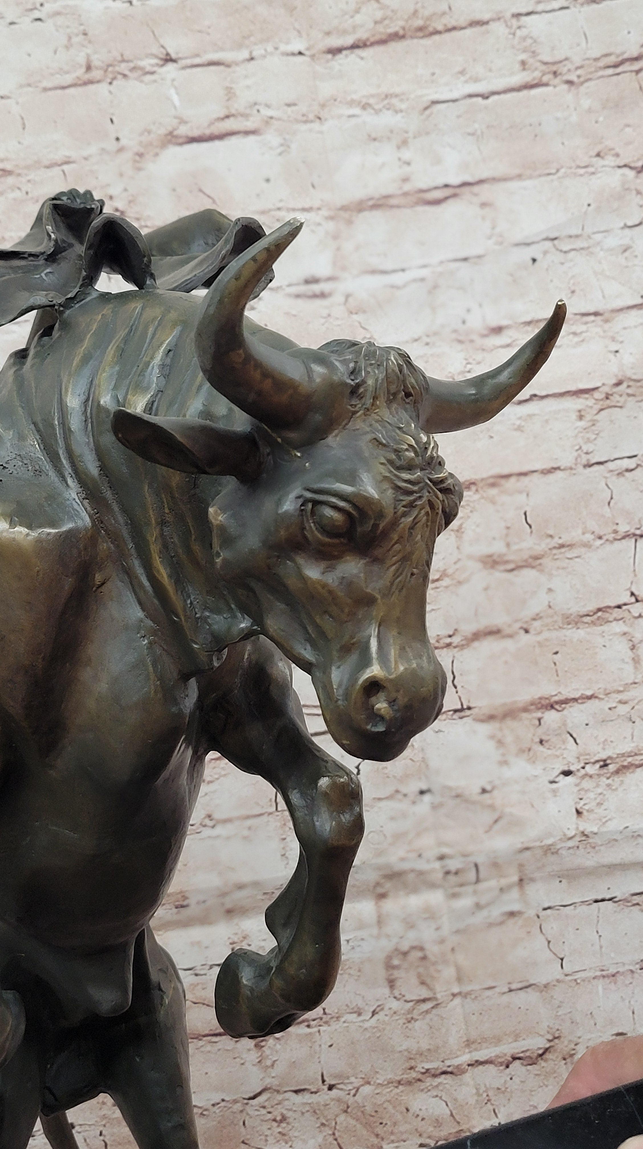 Bronze Matador and Bull Sculpture on Marble Base