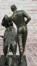Bronze Matador and Bull Sculpture on Marble Base