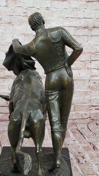 Bronze Matador and Bull Sculpture on Marble Base