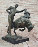 Bronze Matador and Bull Sculpture on Marble Base
