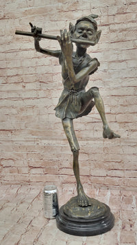 Irish Bronze Sculpture – Dancing Leprechaun Playing Flute