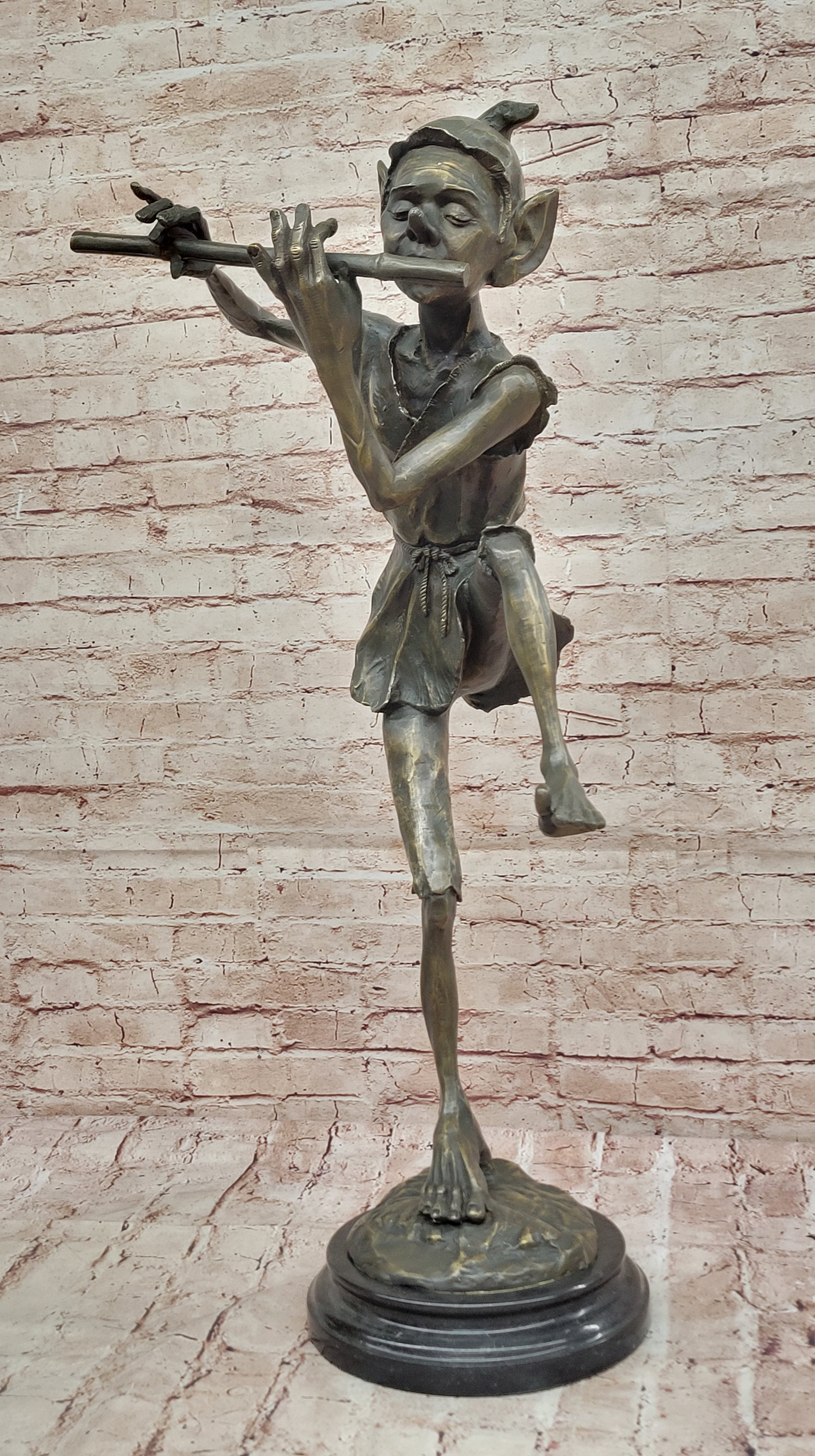 Irish Bronze Sculpture – Dancing Leprechaun Playing Flute