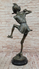 Irish Bronze Sculpture – Dancing Leprechaun Playing Flute