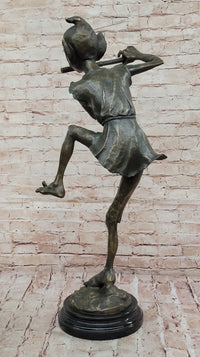 Irish Bronze Sculpture – Dancing Leprechaun Playing Flute