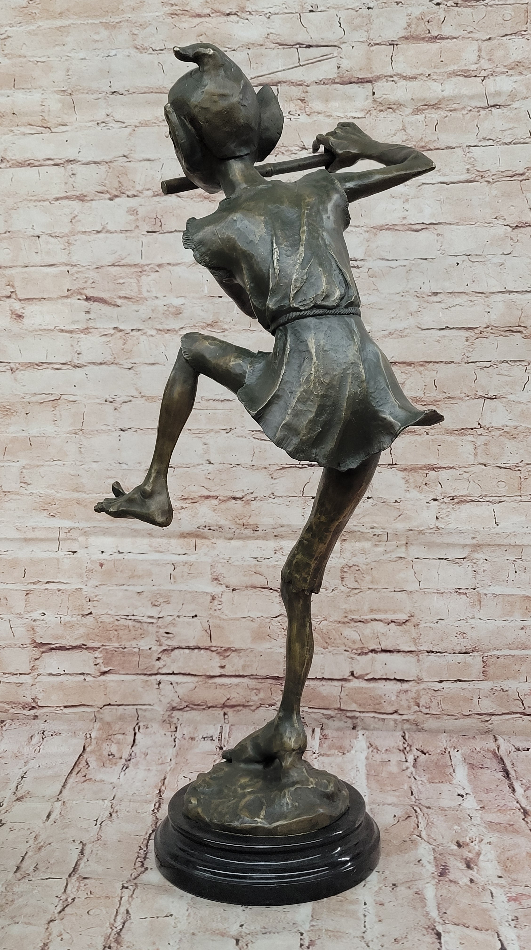 Irish Bronze Sculpture – Dancing Leprechaun Playing Flute