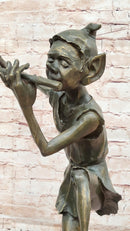 Irish Bronze Sculpture – Dancing Leprechaun Playing Flute