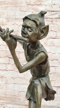 Irish Bronze Sculpture – Dancing Leprechaun Playing Flute