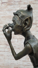 Irish Bronze Sculpture – Dancing Leprechaun Playing Flute