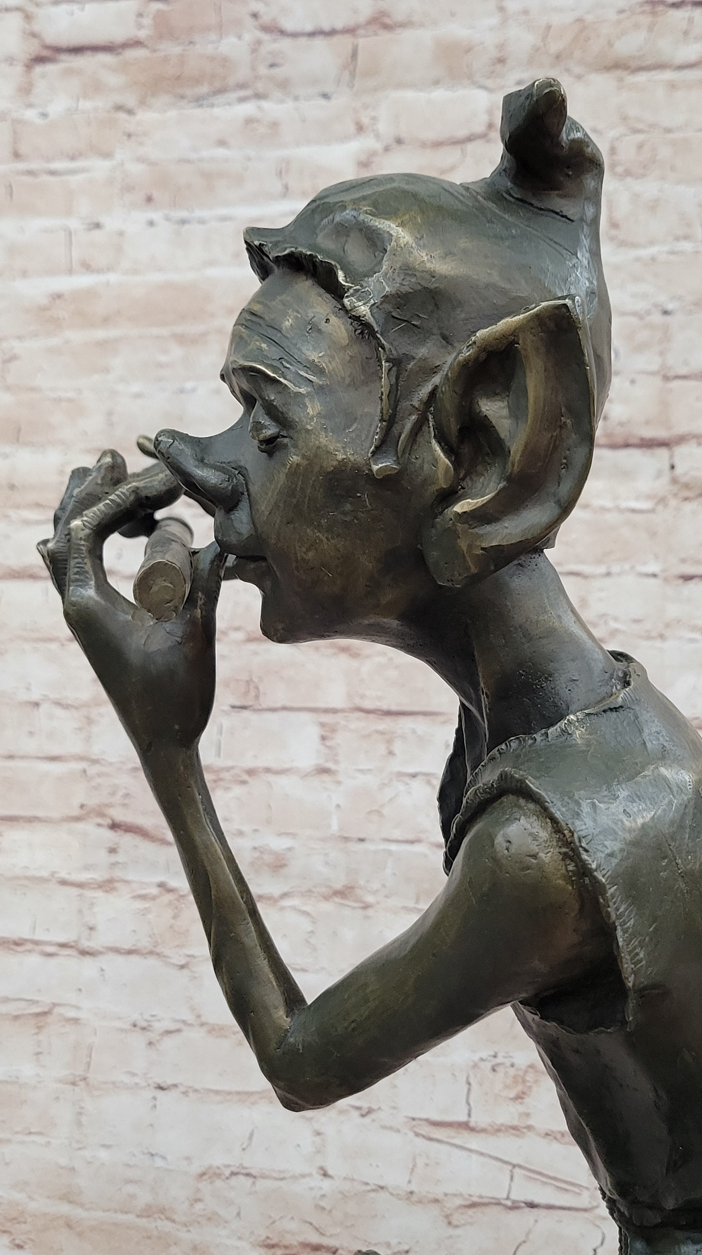 Irish Bronze Sculpture – Dancing Leprechaun Playing Flute