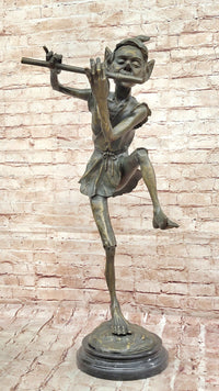 Irish Bronze Sculpture – Dancing Leprechaun Playing Flute