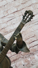 Bronze Country Singer Musician Bust - Cowgirl Guitar Sculpture