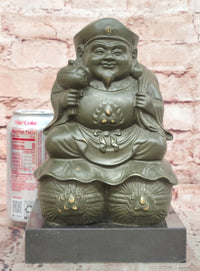 Bronze Sculpture Seated the Happy Laughing Maitreya Buddha Signed Artwork Art