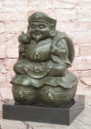 Bronze Sculpture Seated the Happy Laughing Maitreya Buddha Signed Artwork Art