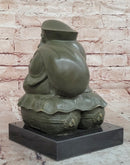 Bronze Sculpture Seated the Happy Laughing Maitreya Buddha Signed Artwork Art