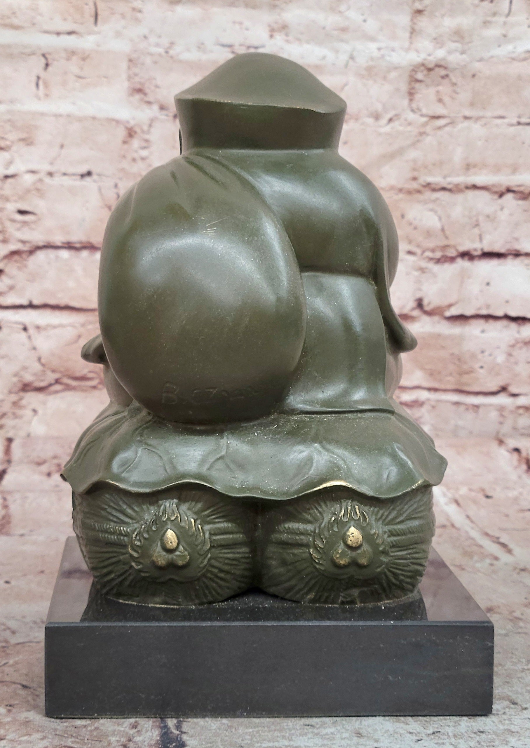 Bronze Sculpture Seated the Happy Laughing Maitreya Buddha Signed Artwork Art