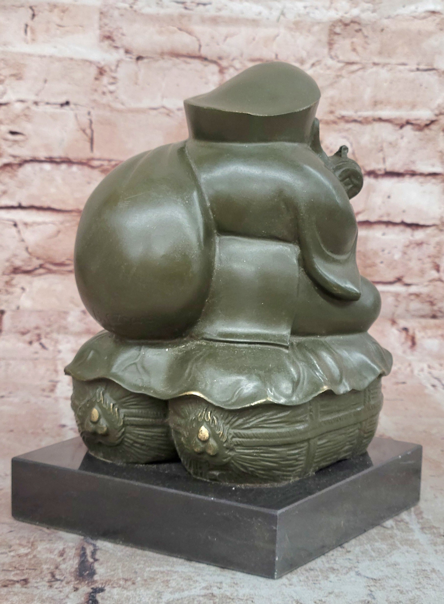 Bronze Sculpture Seated the Happy Laughing Maitreya Buddha Signed Artwork Art