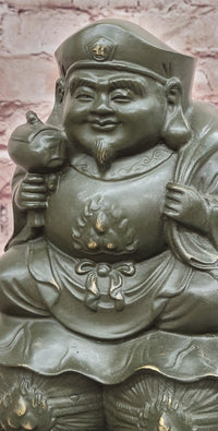 Bronze Sculpture Seated the Happy Laughing Maitreya Buddha Signed Artwork Art
