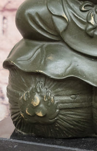 Bronze Sculpture Seated the Happy Laughing Maitreya Buddha Signed Artwork Art