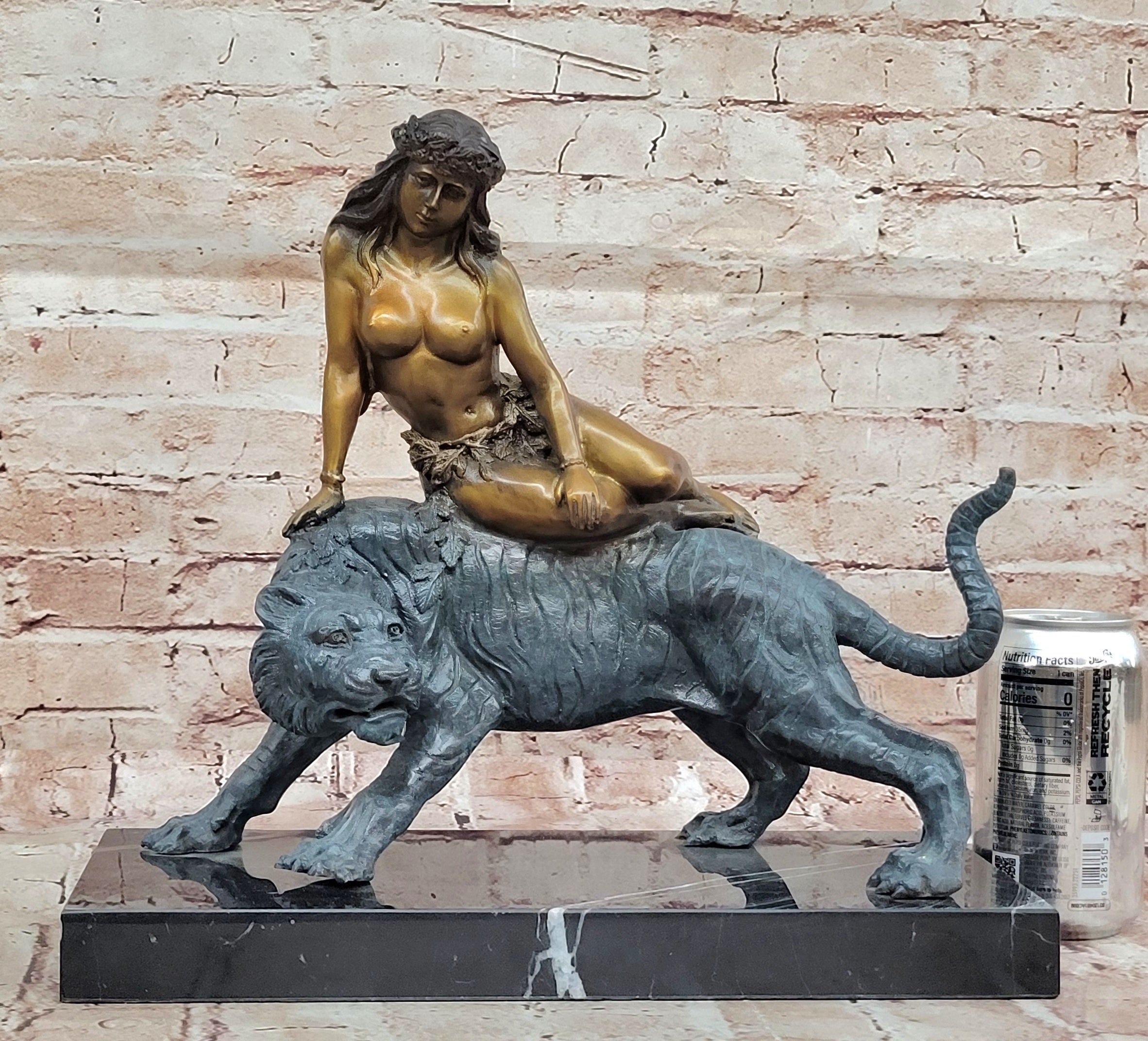 Bronze Jungle Girl Reclining on Tiger - Art Deco