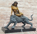 Bronze Jungle Girl Reclining on Tiger - Art Deco