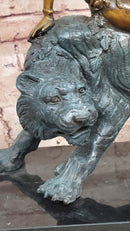 Bronze Jungle Girl Reclining on Tiger - Art Deco