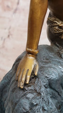 Bronze Jungle Girl Reclining on Tiger - Art Deco
