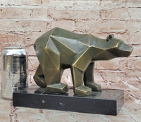 Bronze Bear Geometric Modern Wildlife Sculpture Numbered