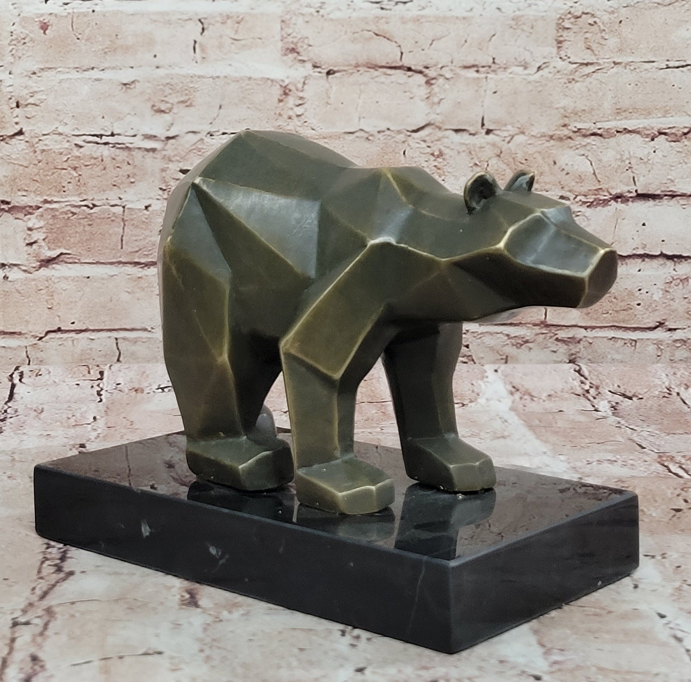 Bronze Bear Geometric Modern Wildlife Sculpture Numbered