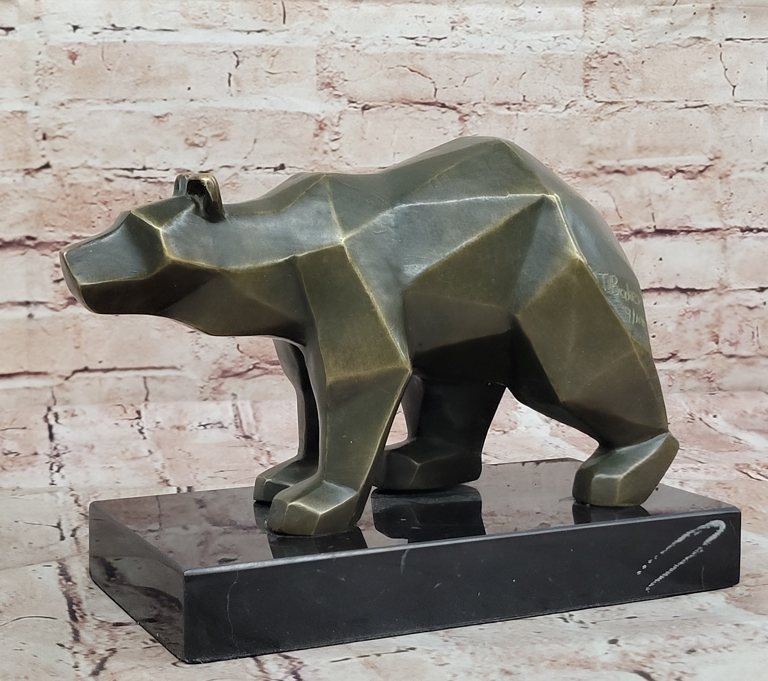 Bronze Bear Geometric Modern Wildlife Sculpture Numbered