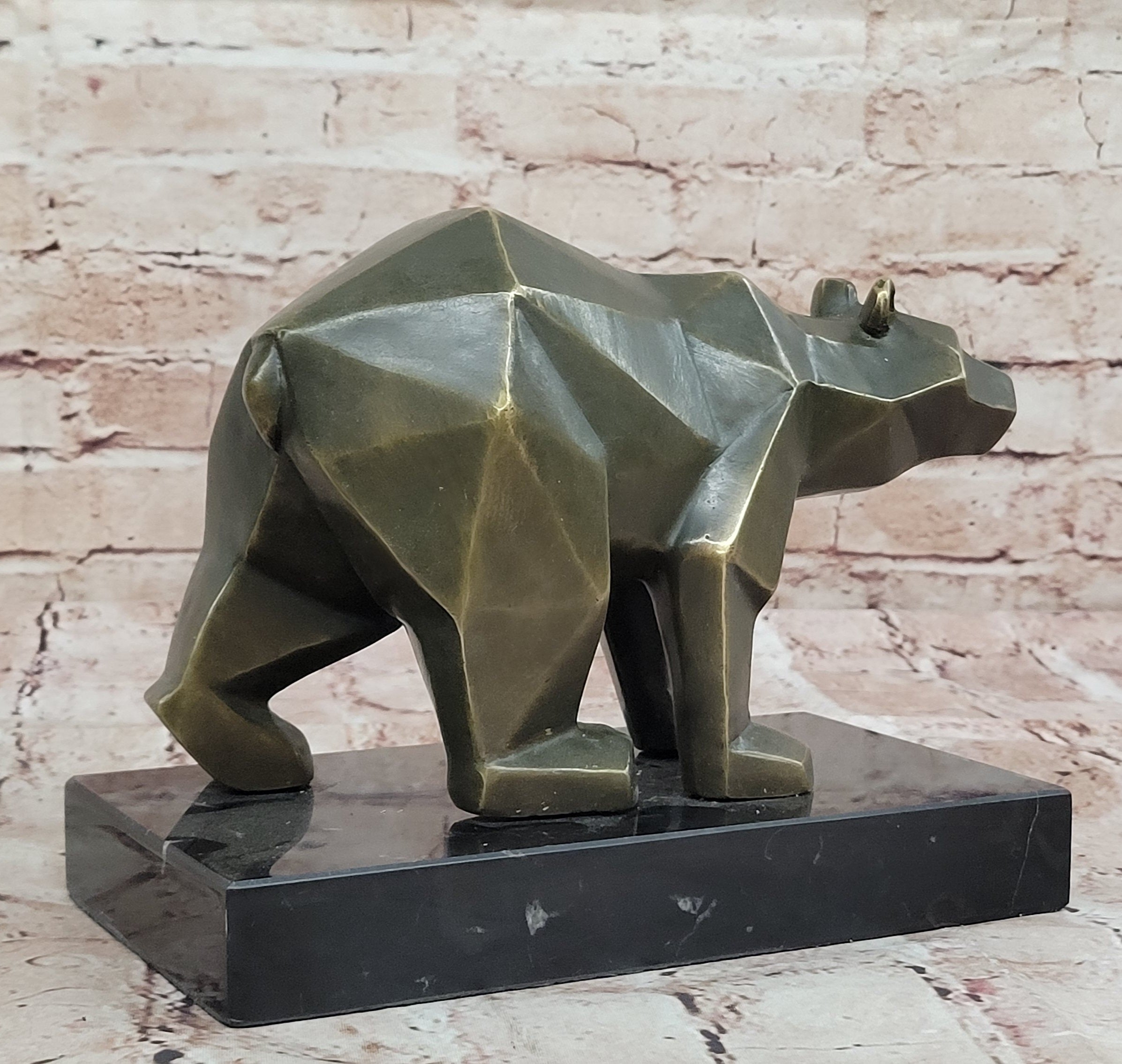 Bronze Bear Geometric Modern Wildlife Sculpture Numbered